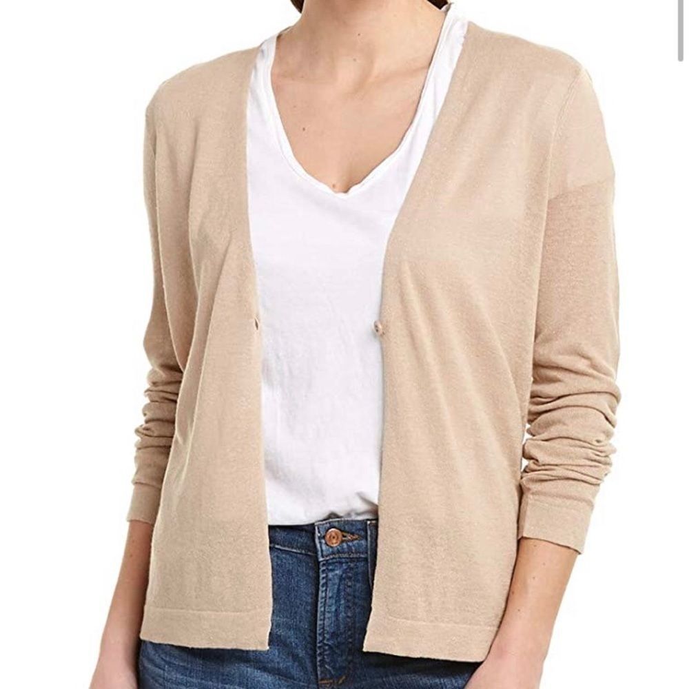BCBGMAXAZRIA LIGHTWEIGHT LINEN BLEND CARDIGAN